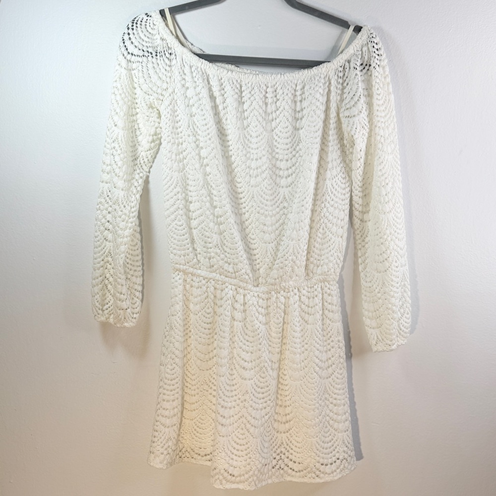 Lilly Pulitzer White‎ / Light Cream Lace Off Shoulder Romper XS Lined Bridal